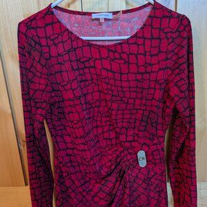 Calvin Klein Womens Red Print Top size small
